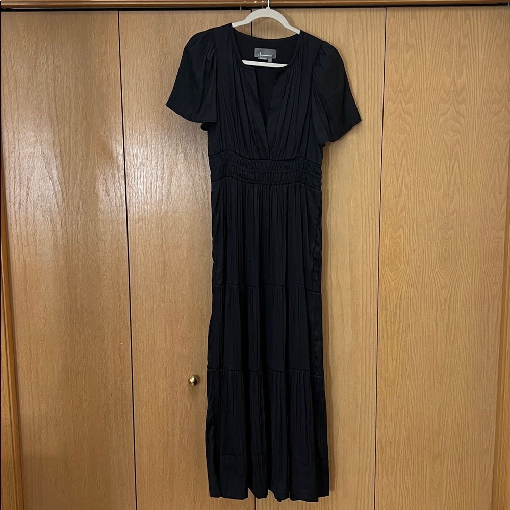Anthropologie Somerset Black tiered Silky Maxi Dress Size Small - Picture 11 of 13